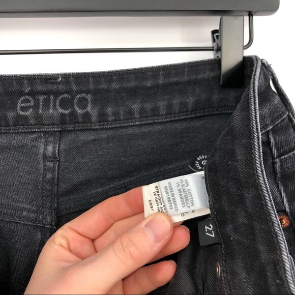 ETICA Tyler Boy Straight Ankle Raw Hem Washed Black 27 - Picture 5 of 9